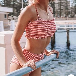 NWT Cupshe red gingham bikini size s